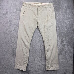 VTG Y2K Z Brand Mens Stiletto Pants Micro Houndstooth Beige 36x32 100% Cotton